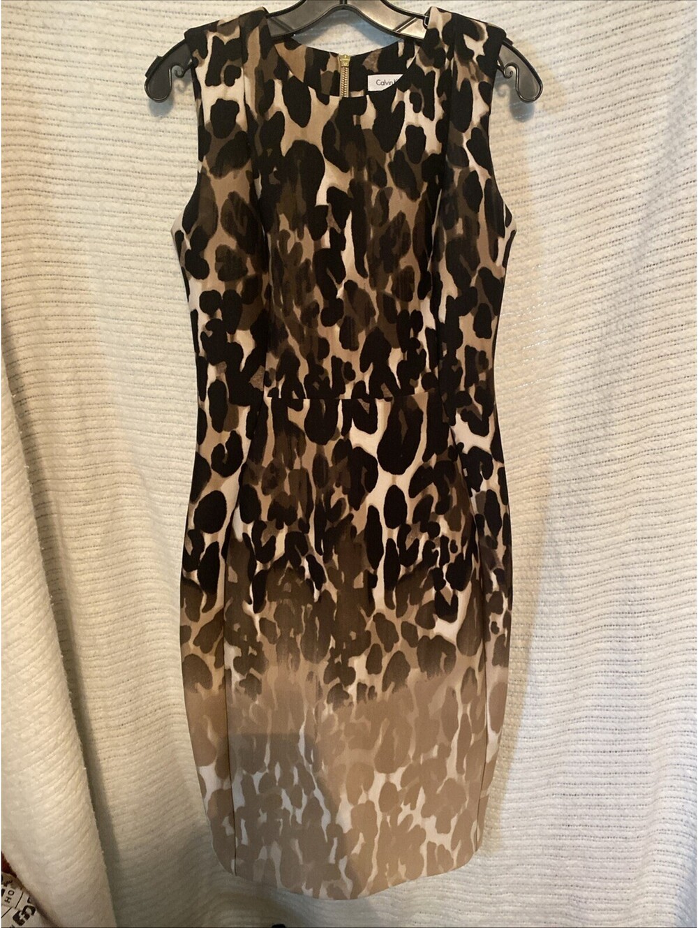 Calvin Klein Sleeveless Ombre Leopard Print Sheath Dress Sz 6